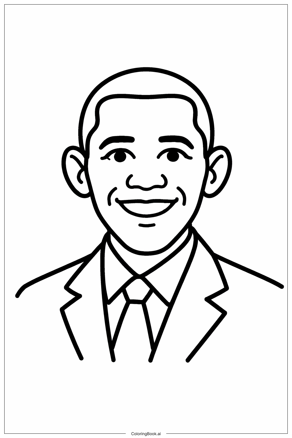  バラク・オバマの肖像の塗り絵ページ 