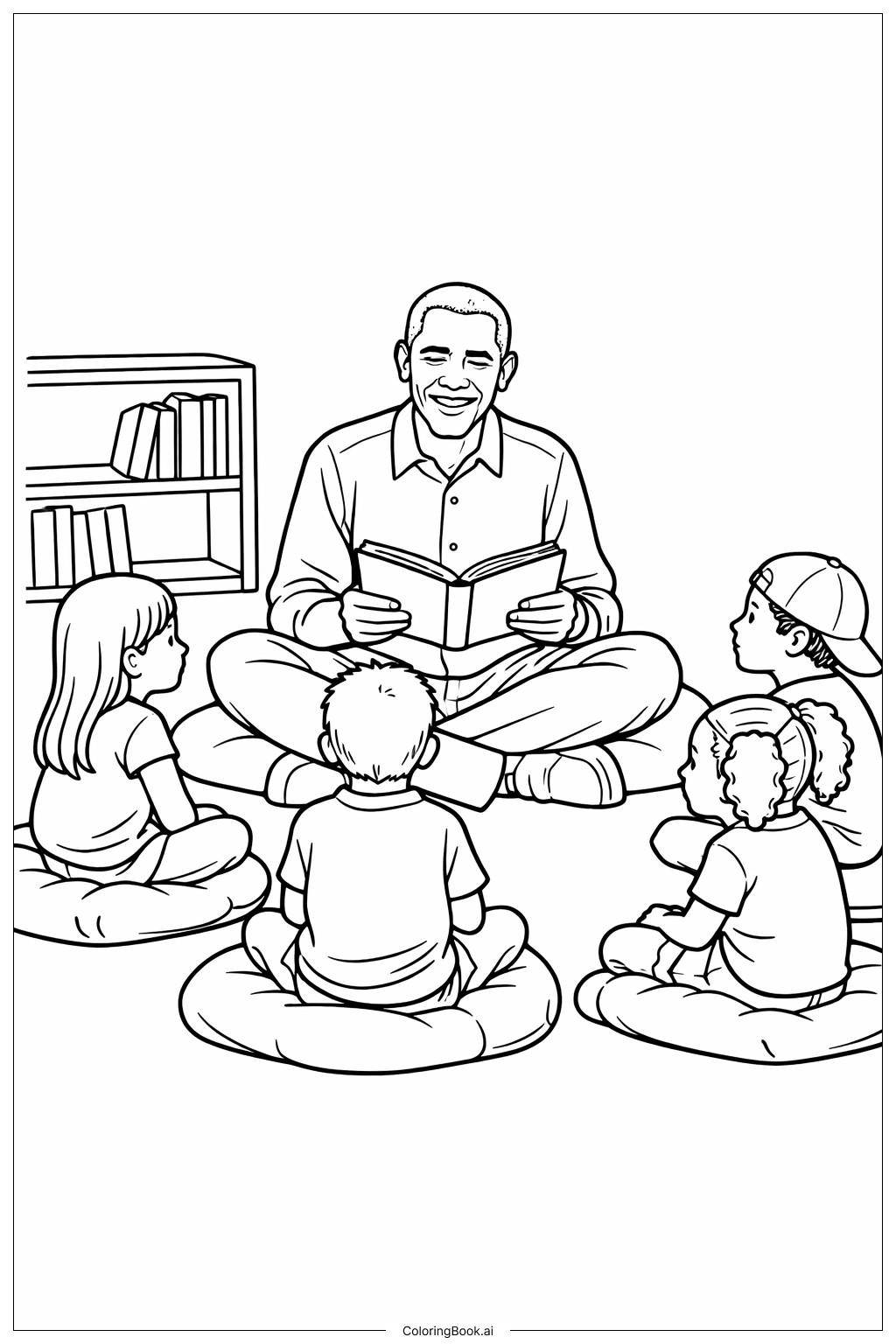 巴拉克·歐巴馬陪孩子們讀書