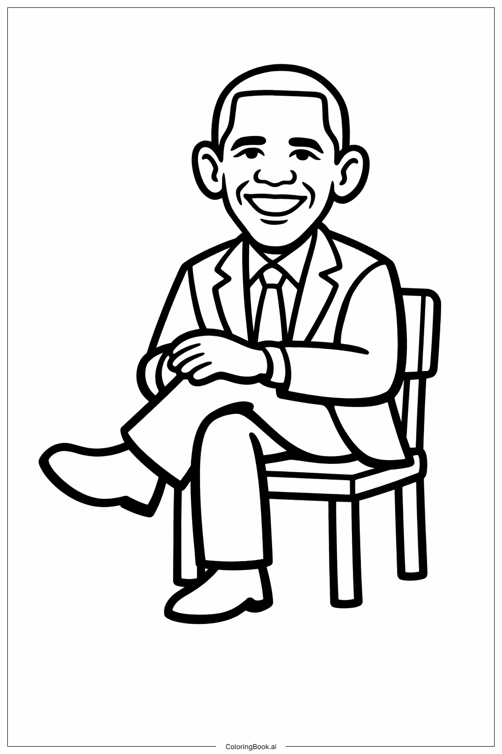  バラク・オバマが座っているの塗り絵ページ 
