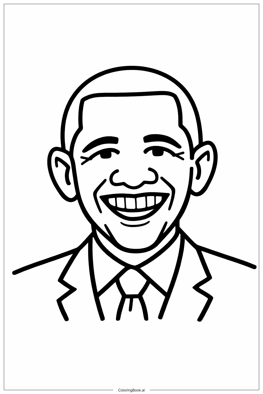  バラク・オバマの笑顔の塗り絵ページ 
