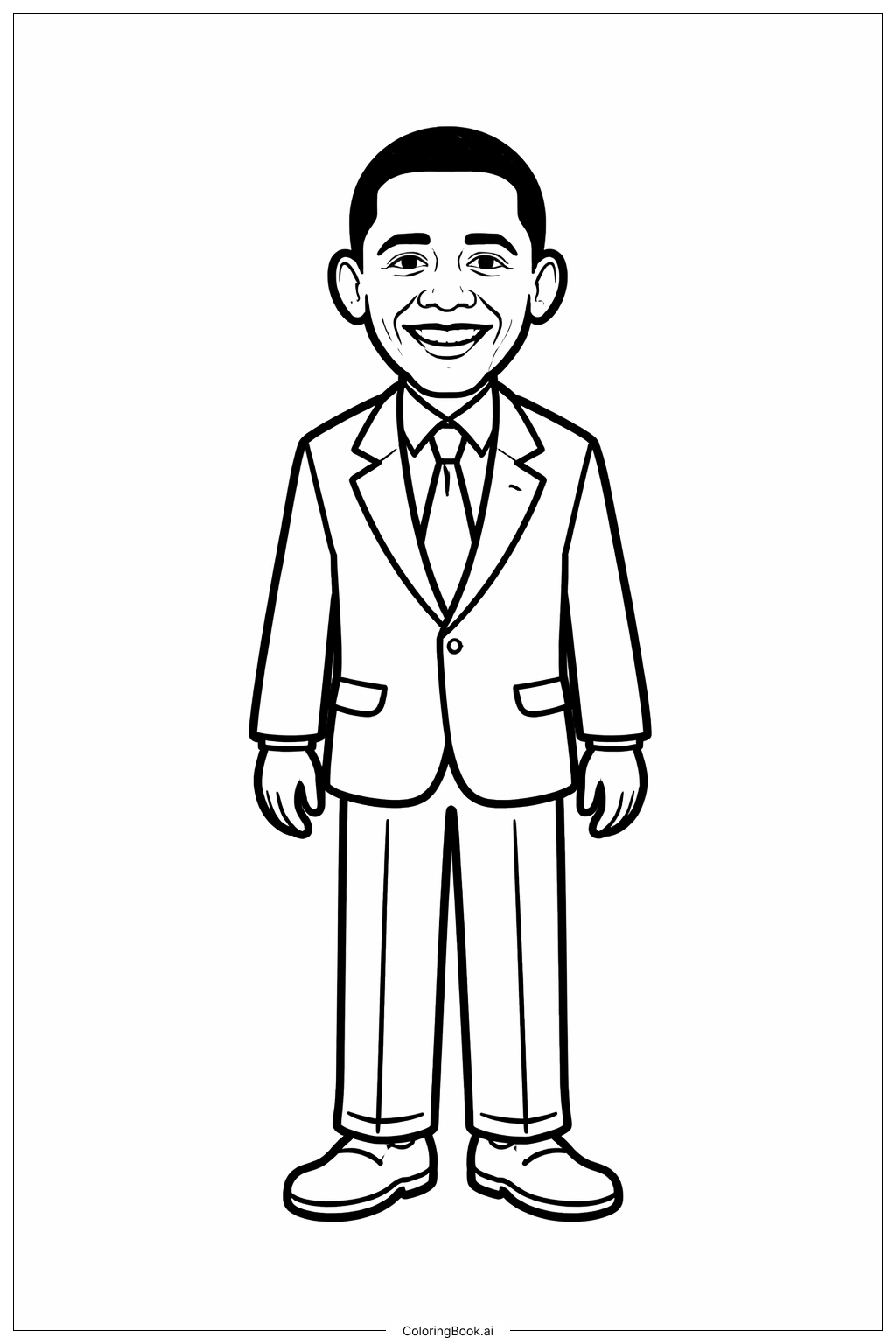  バラク・オバマ 立ち姿の塗り絵ページ 