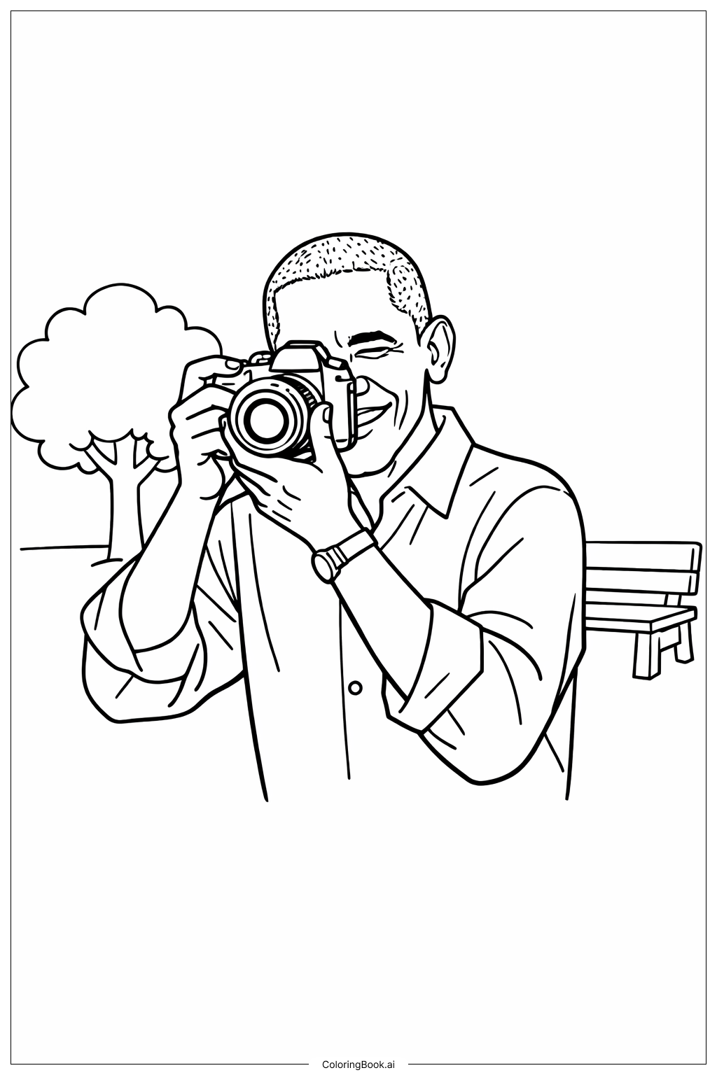  바락 오바마 사진 촬영 중 색칠공부 페이지 