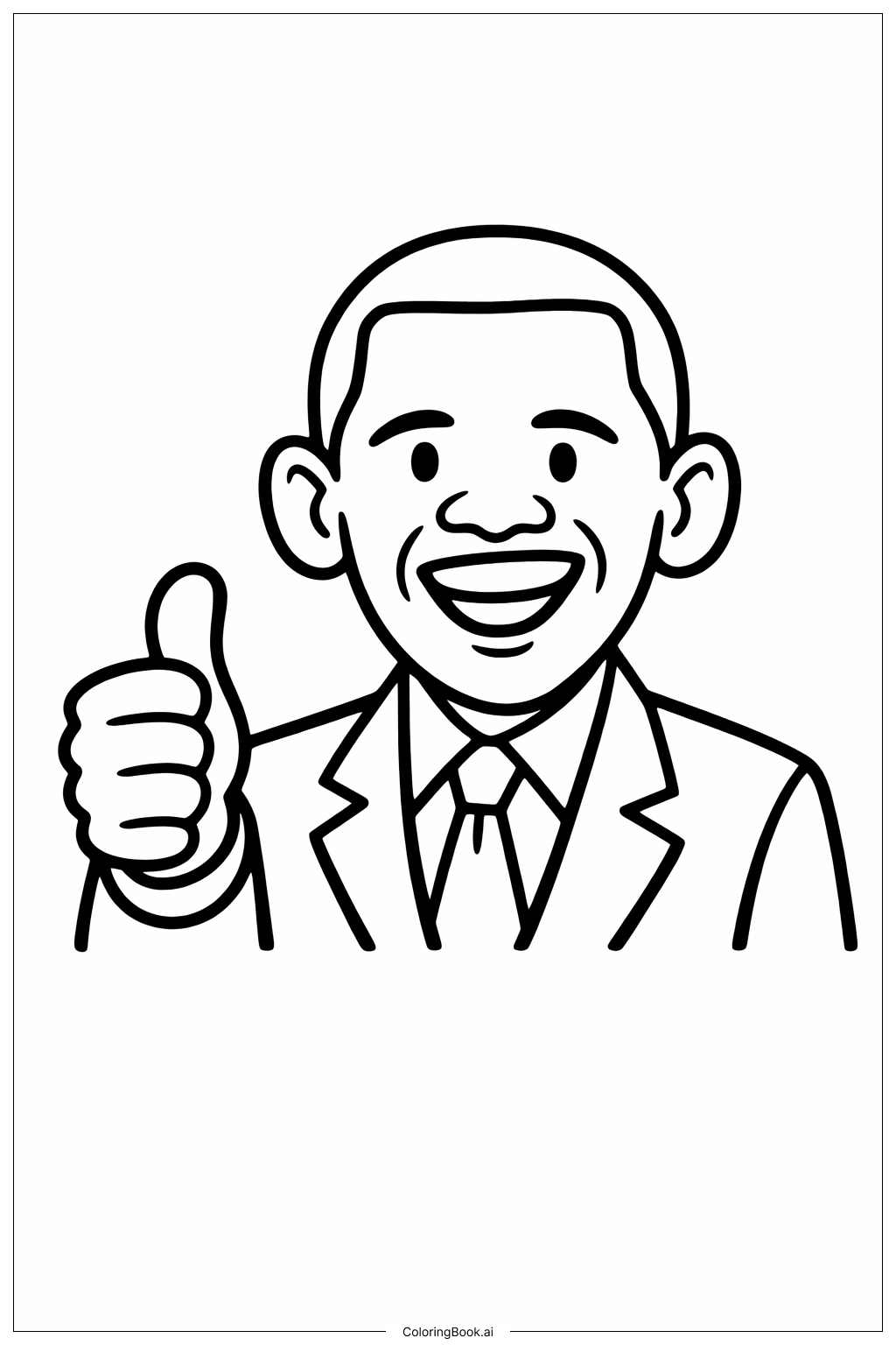  巴拉克·歐巴馬 讚讚手勢著色頁 