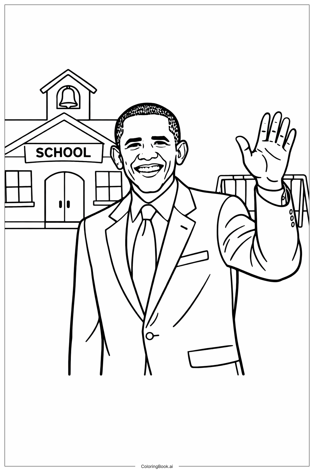  바락 오바마 학교 방문 색칠공부 페이지 