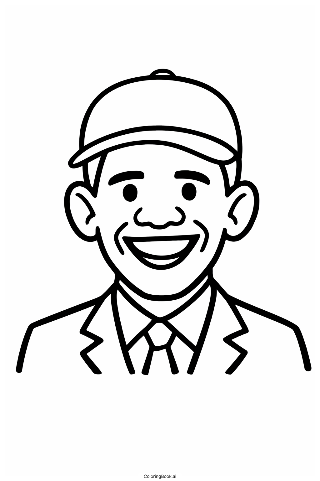  帽子をかぶったバラク・オバマの塗り絵ページ 
