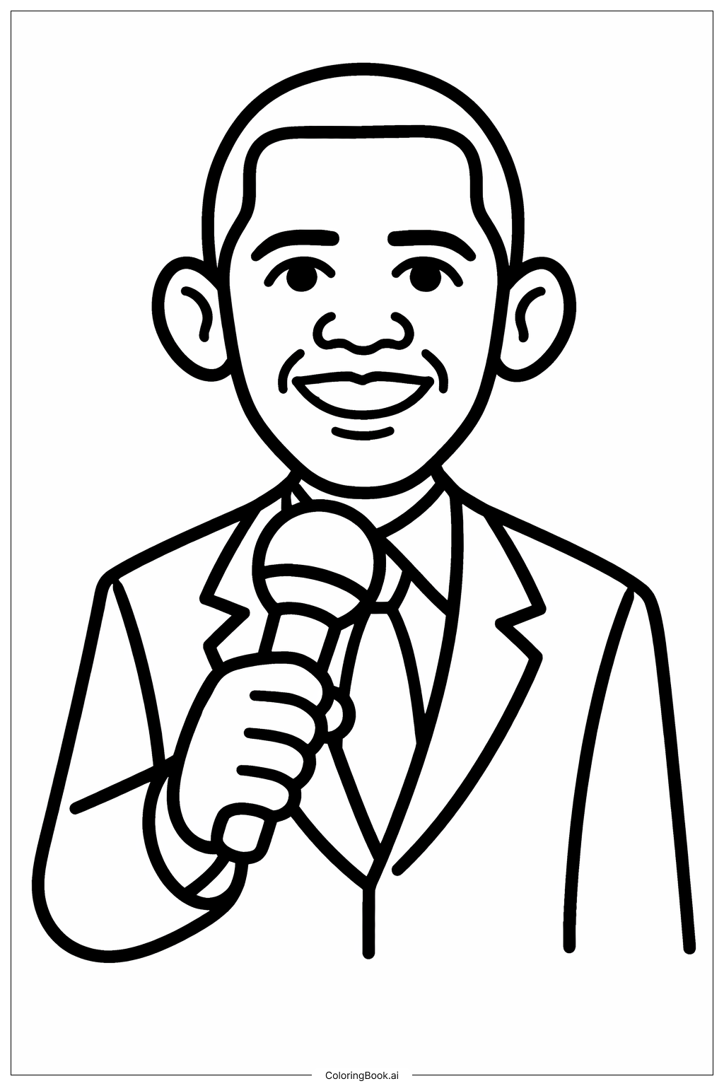 マイクを持つバラク・オバマの塗り絵ページ 