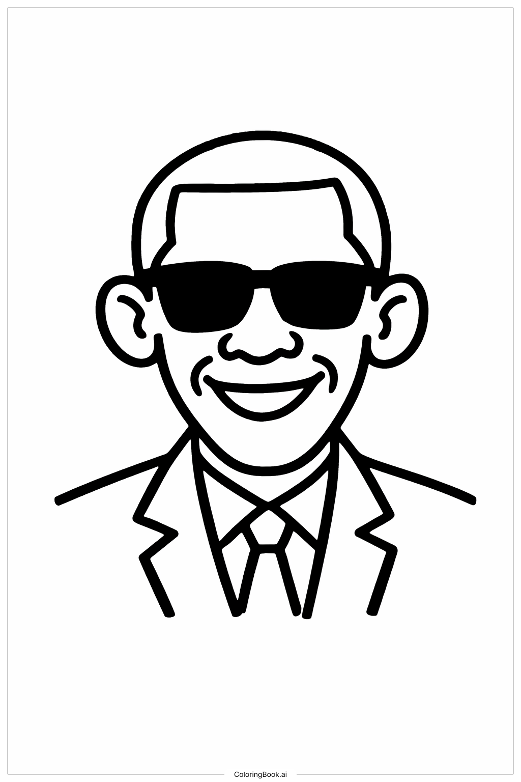  サングラスをかけたバラク・オバマの塗り絵ページ 