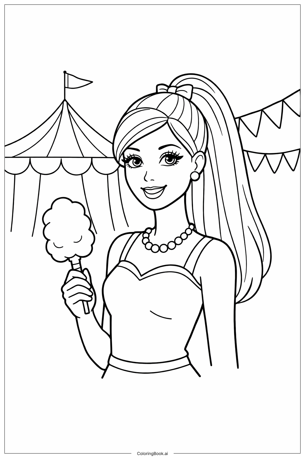  Barbie Doll At Carnival Coloring Page 