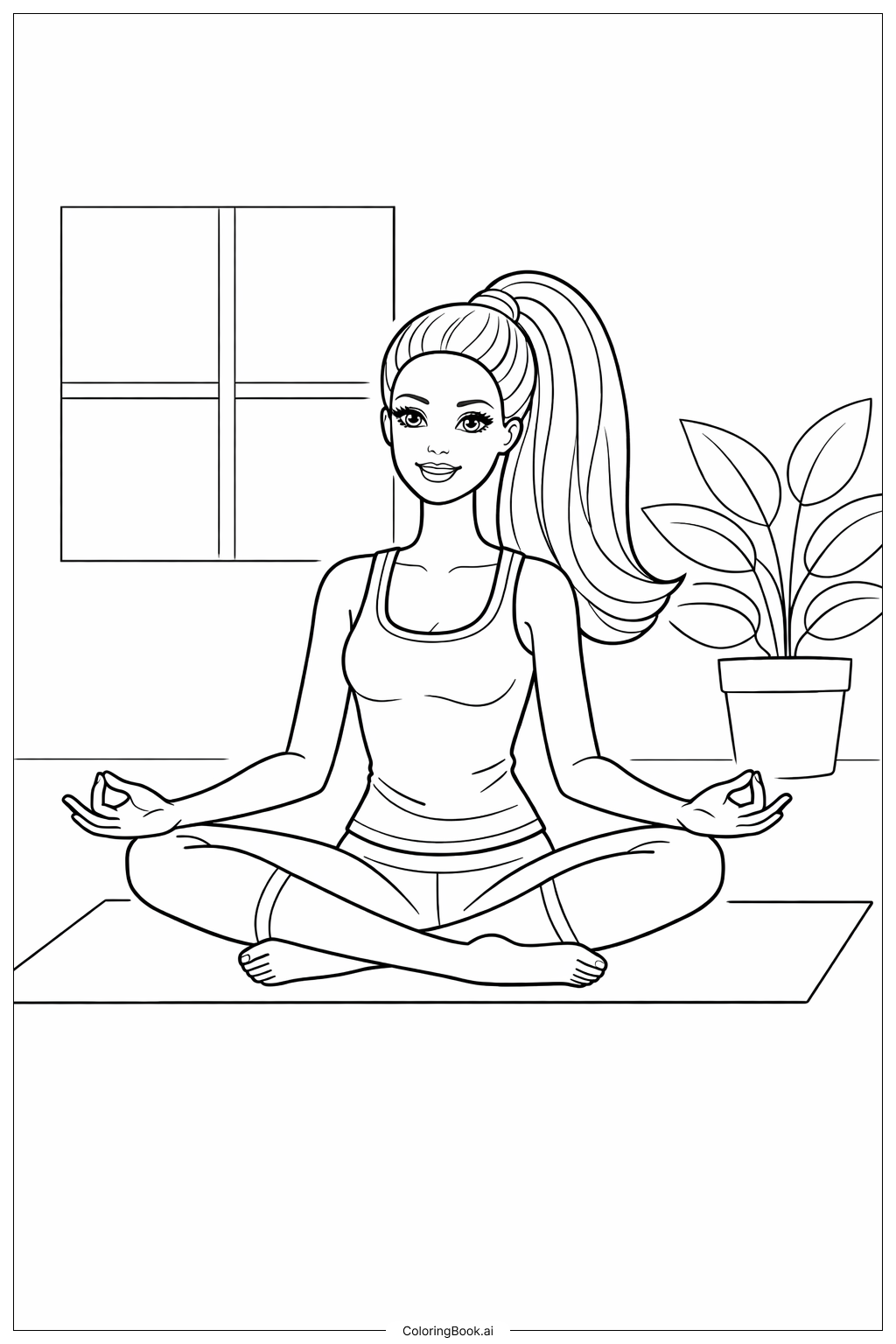  Barbie Doll Doing Yoga Coloring Page 