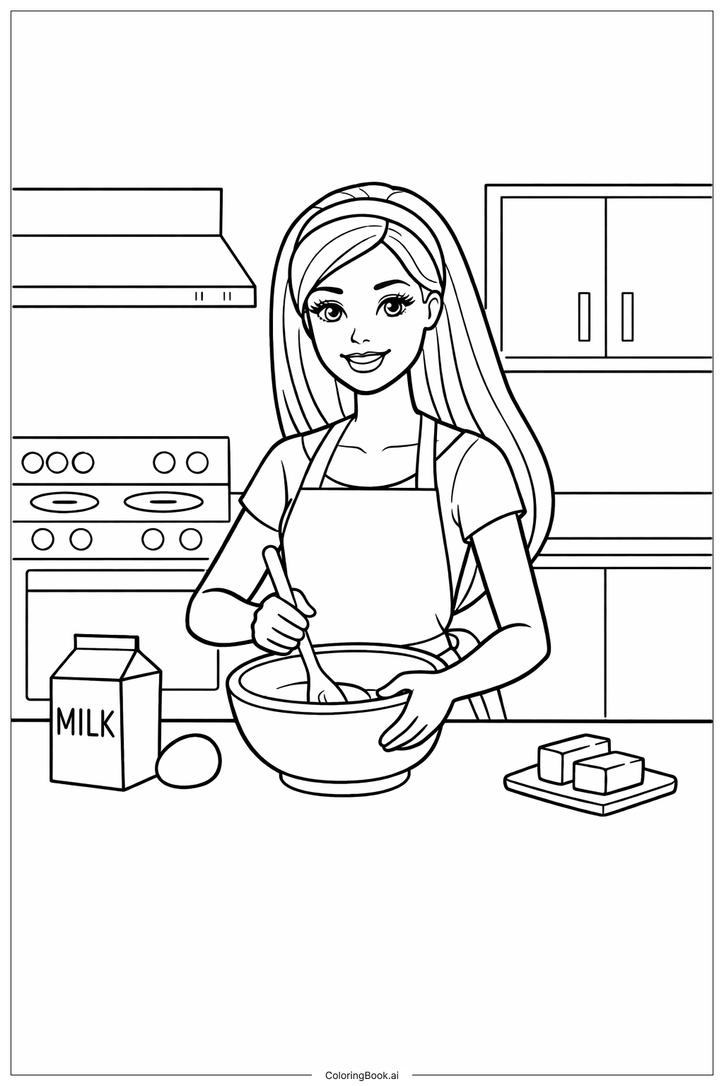  Barbie Doll In Kitchen Coloring Page 
