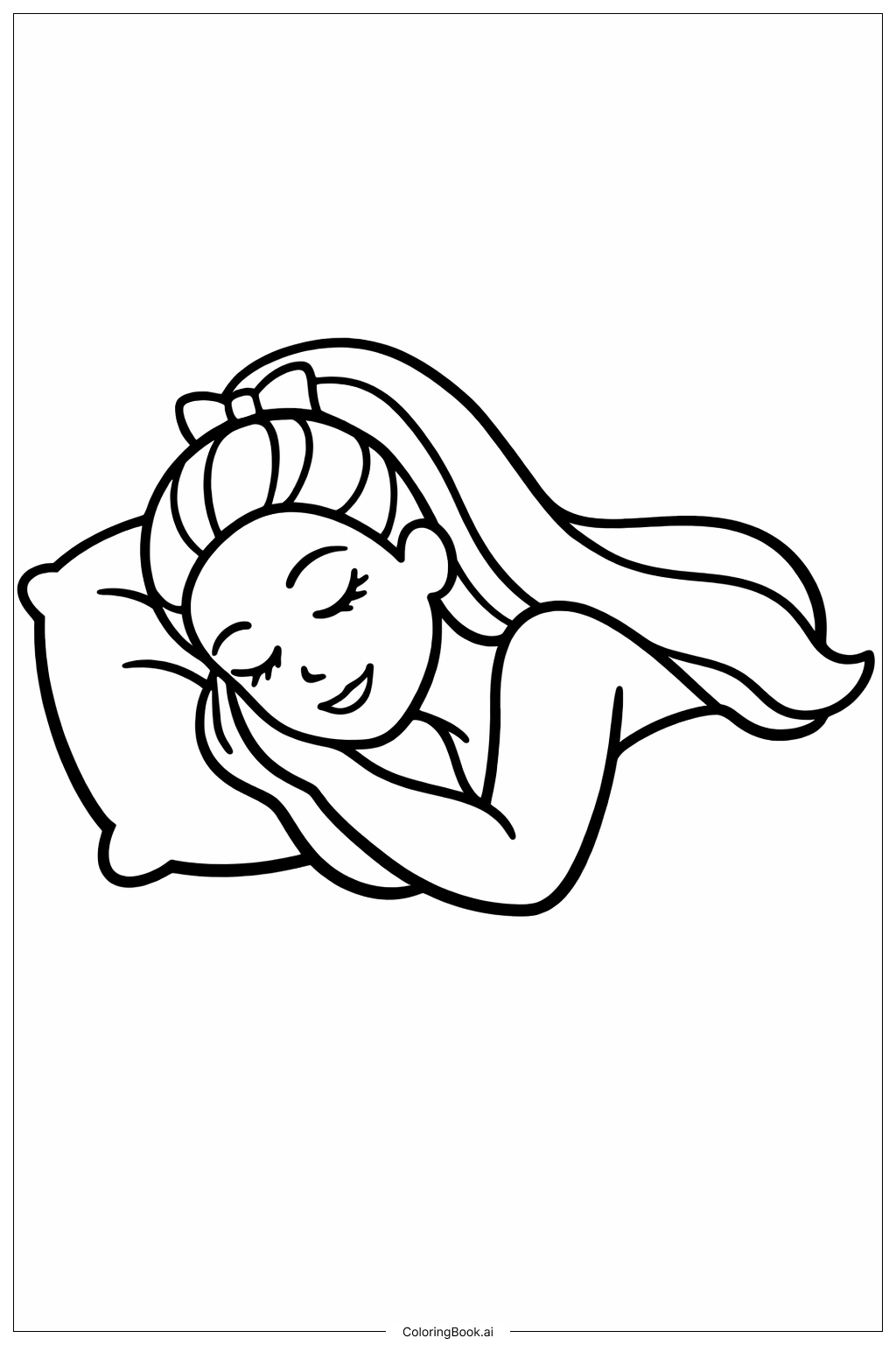  Página para colorir de Boneca Barbie Dormindo 