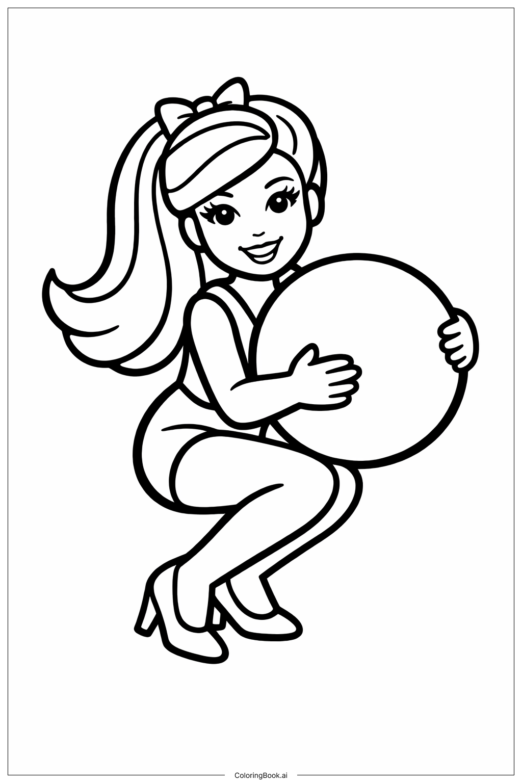  Página para colorear de Muñeca Barbie con Pelota 