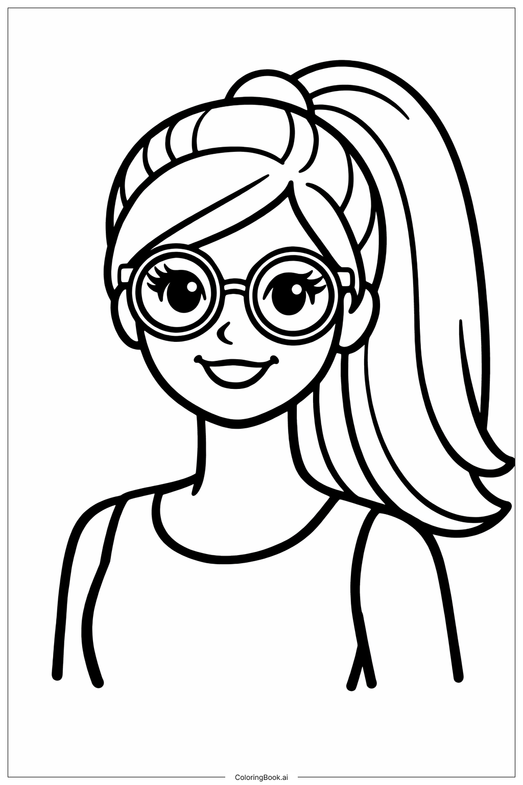  Página para colorear de Muñeca Barbie con Gafas 