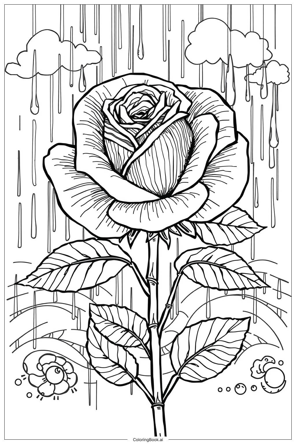  Página para colorear de Baile de Lluvia de Rosas 