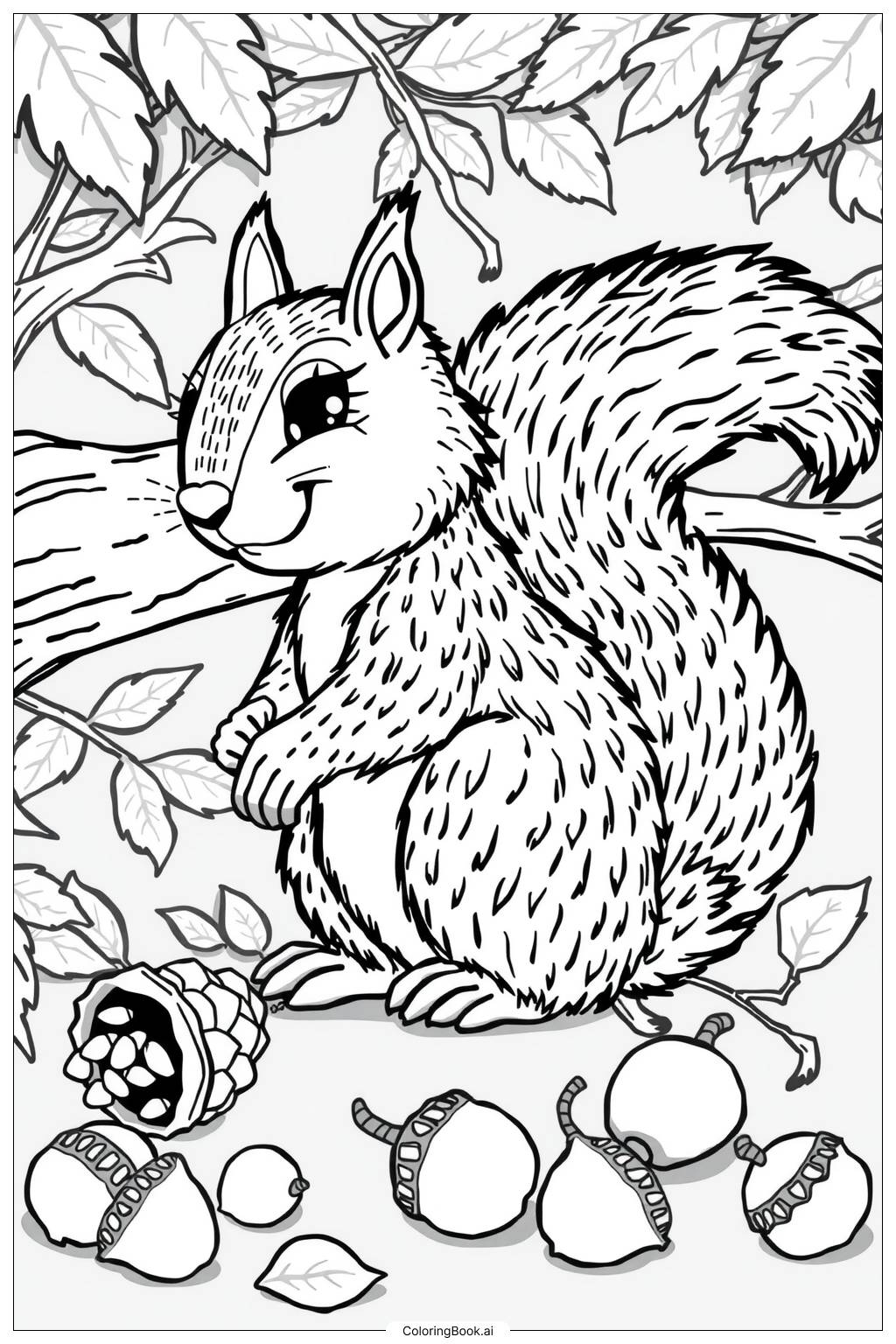  Page de coloriage Écureuil et les saisons changeantes-2 