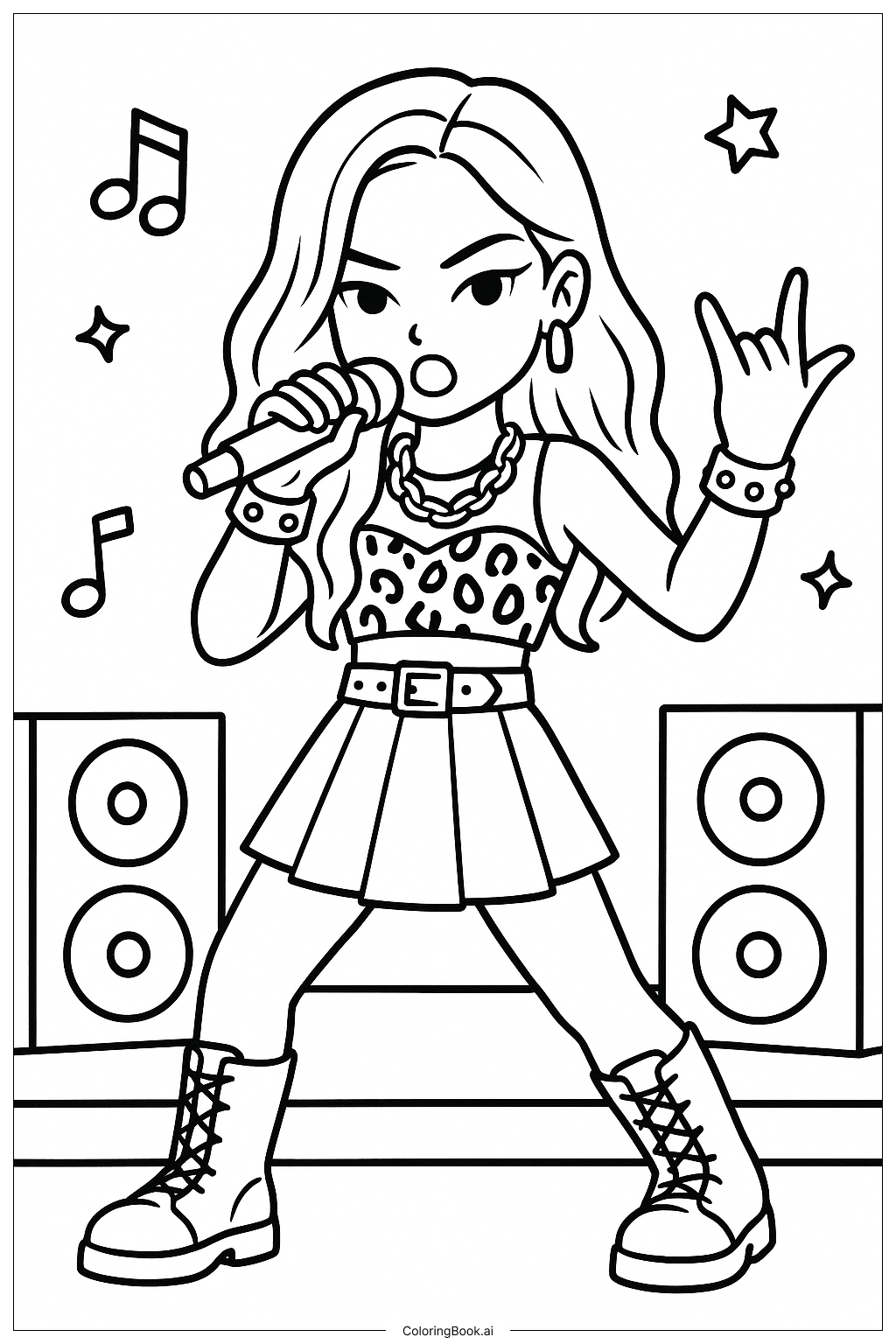  Blackpink Jennie's Fierce Rapper Pose Coloring Page 