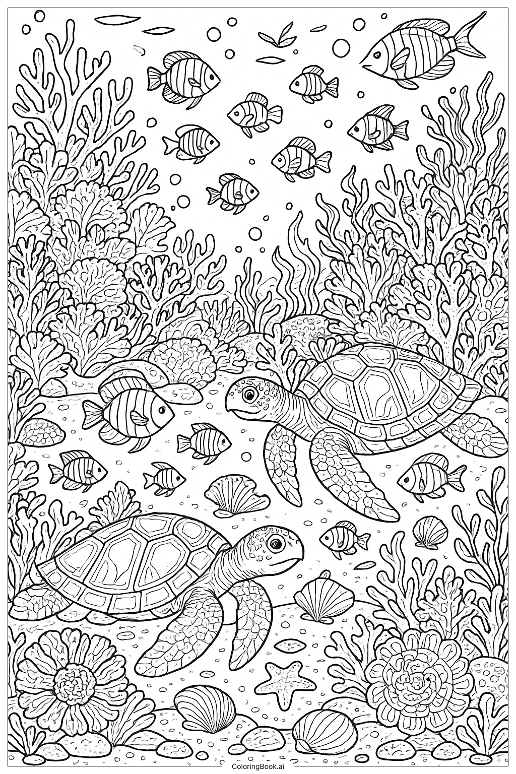 A Detailed Summer Underwater Coral Reef