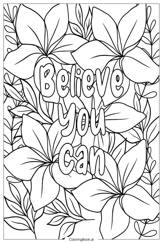  Página para colorear de Inspirador Cree Que Puedes Florecer Fuerte 