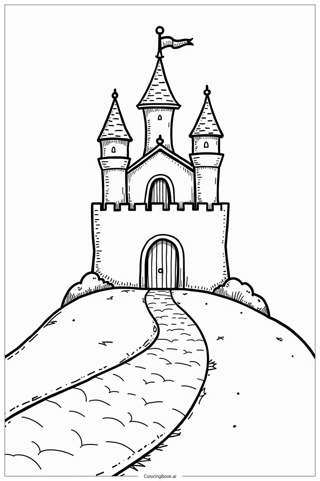  Page de coloriage Château détaillé pour adultes Architecture 