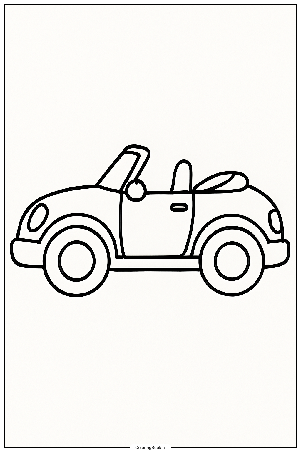 A Preppy Pink Convertible Car Coloring Page