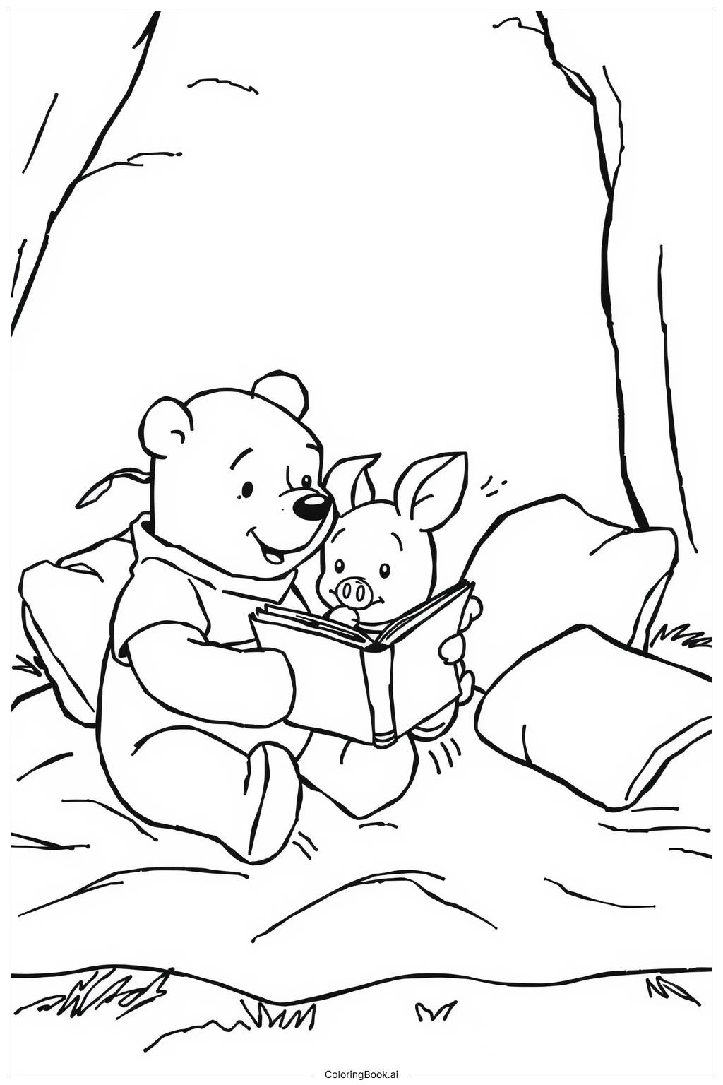  Página para colorear de reunión de cuenta cuentos de Winnie the Pooh 