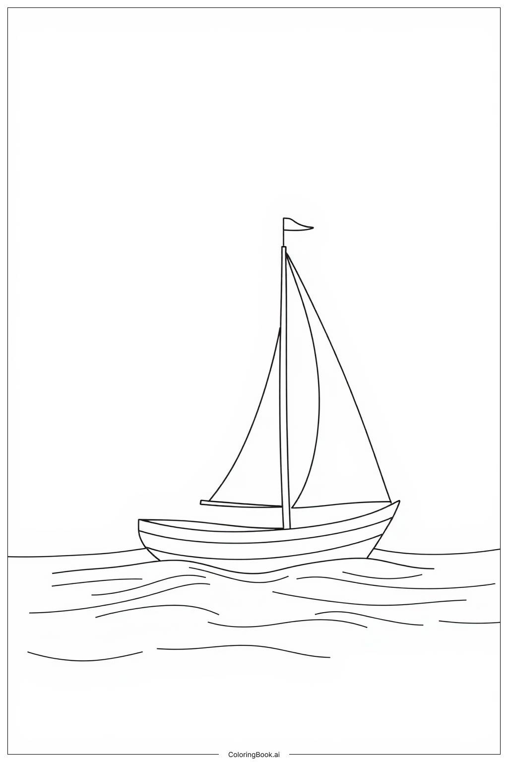  Page de coloriage Voilier avec des voiles gonflées 