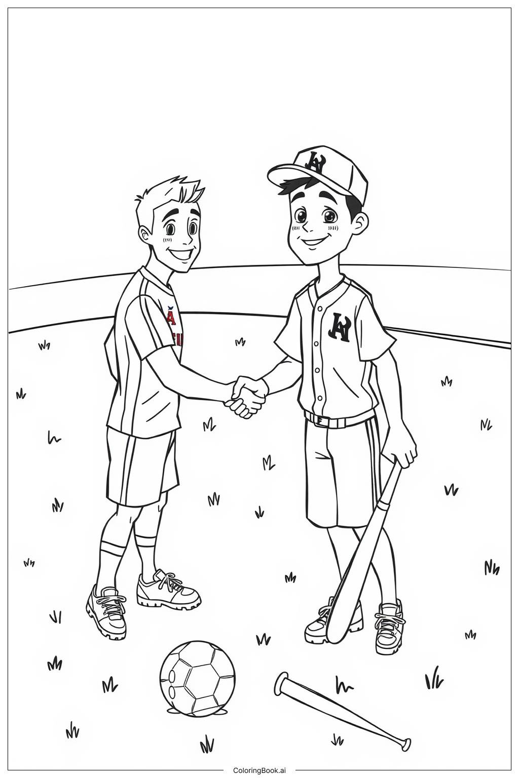  Ronaldo and Ronald Acuna Jr Shaking Hands Coloring Page 