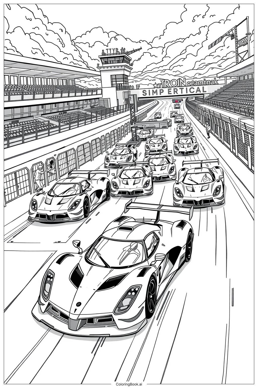  Supercar Ultimate Race Competition Coloring Page 