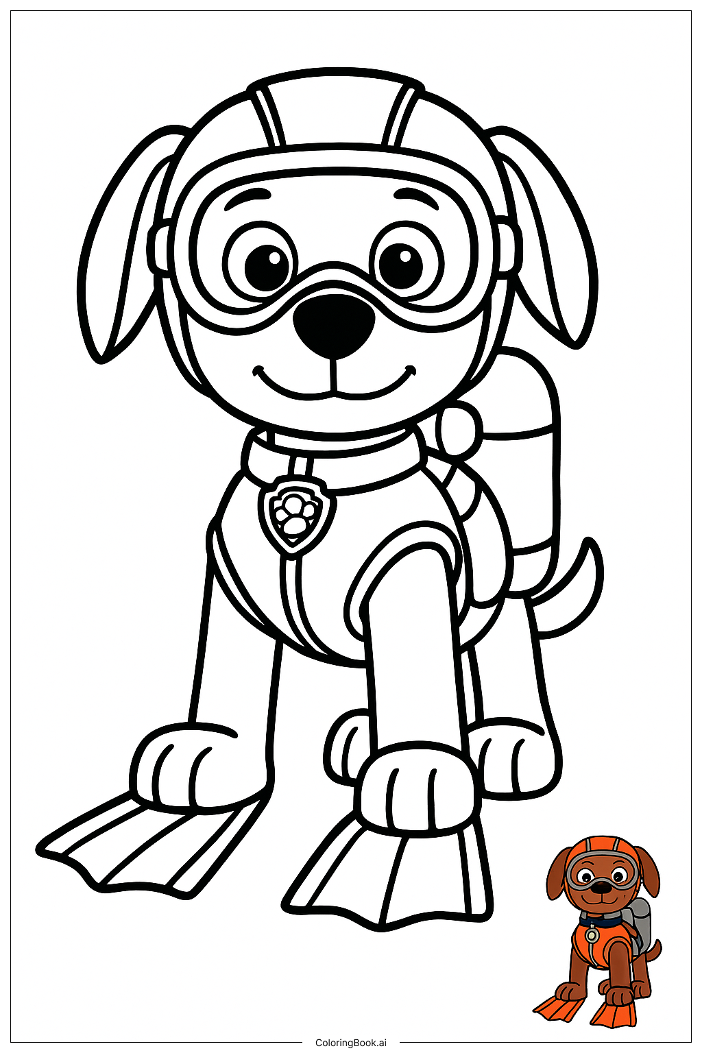  Página para colorir de Paw Patrol Zuma Equipamento de Mergulho 