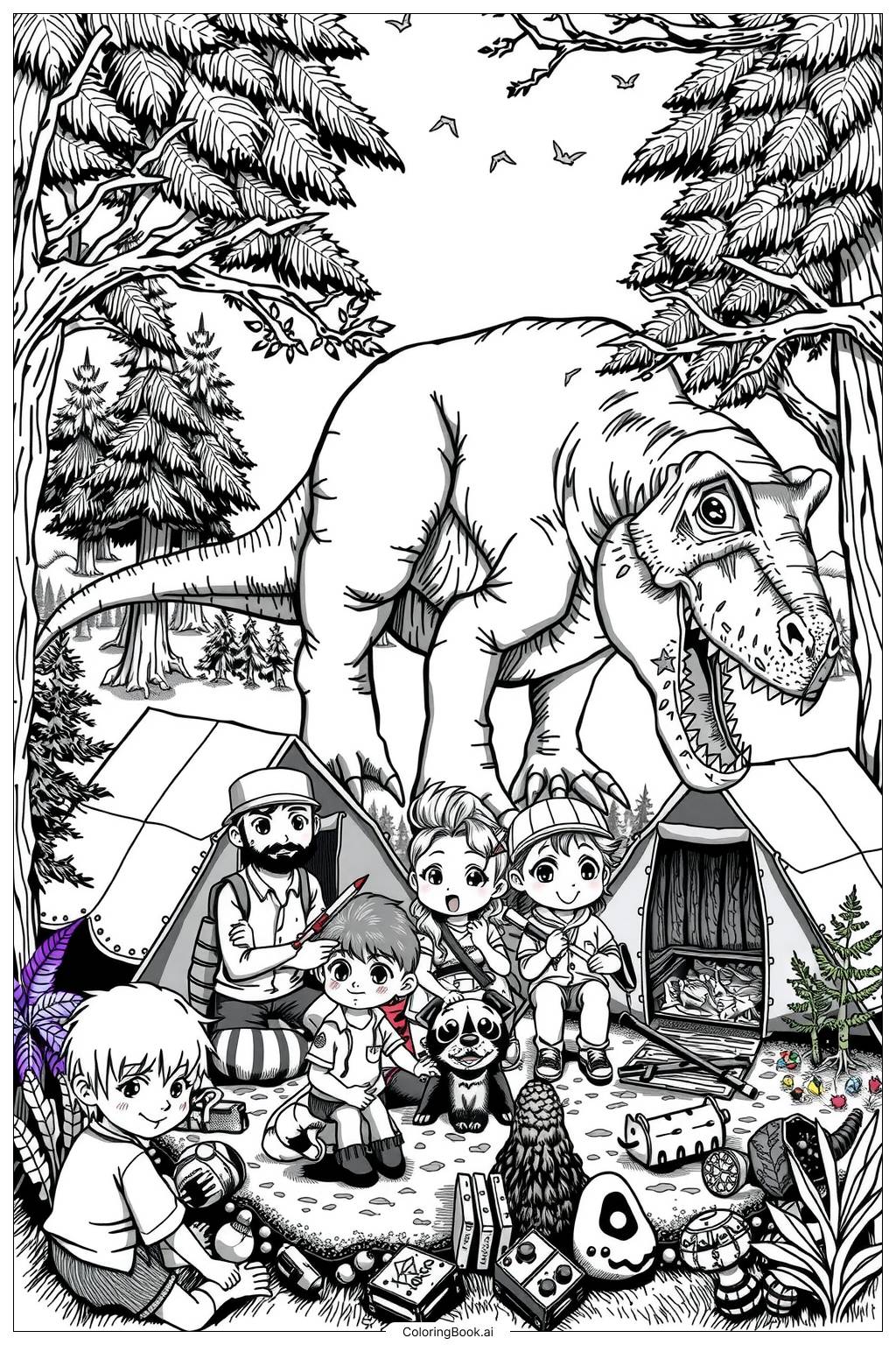  Jurassic World Camping in the Wild Coloring Page 