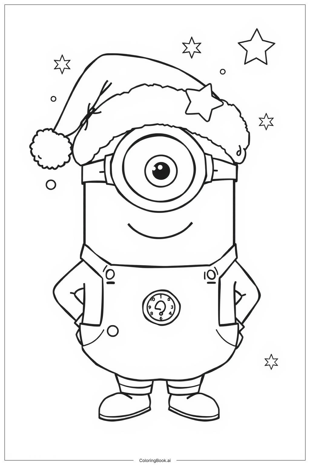  cute minion wearing a santa hat Coloring Page 