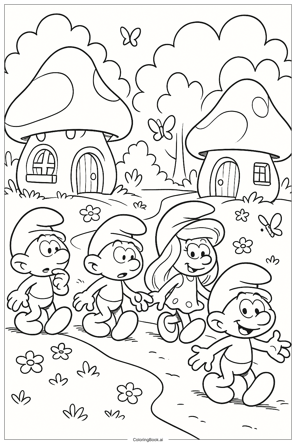  A Scene From The Lost Smurf Village Coloring Page 
