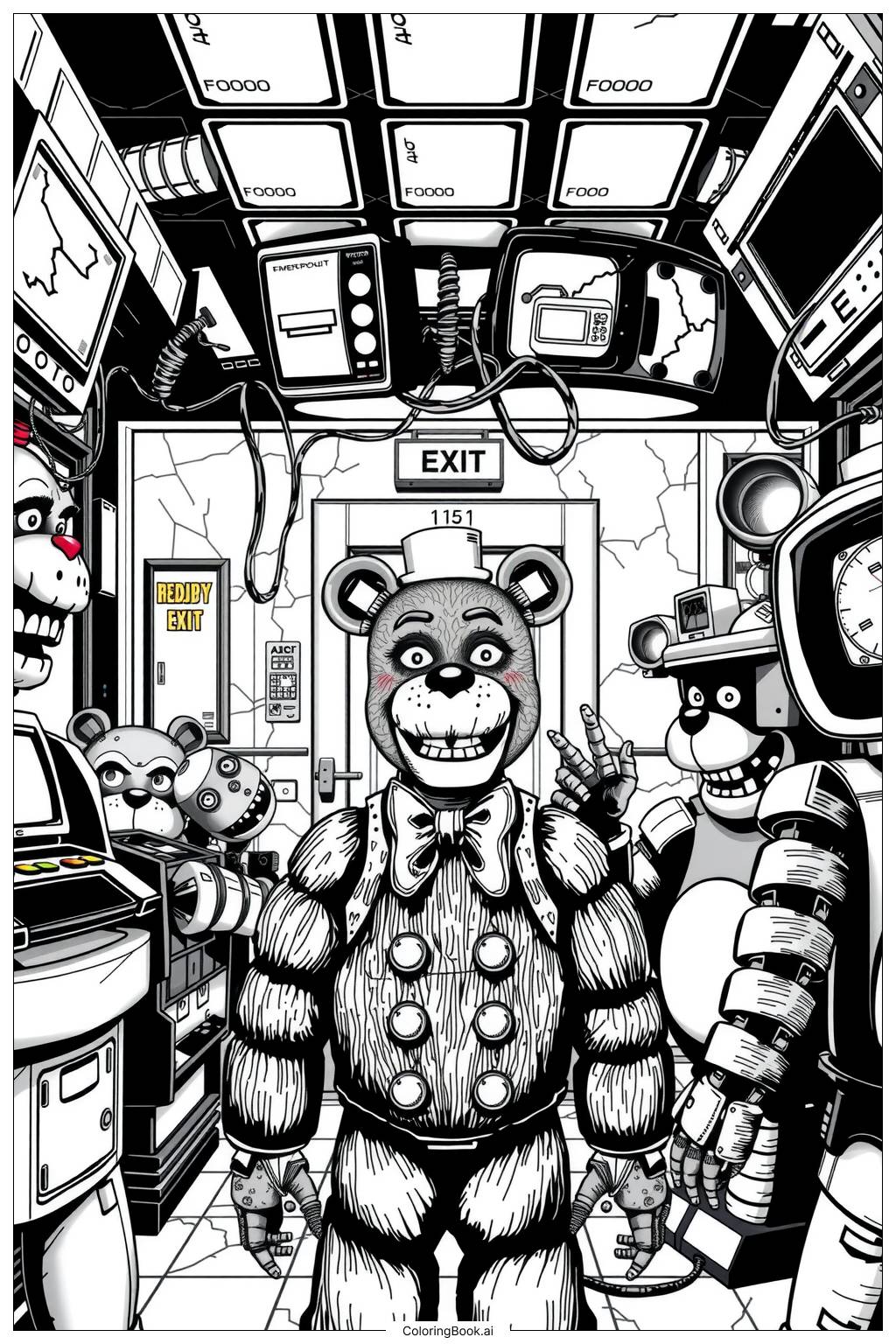  five nights at freddy escape from the haunted building Coloring Page 