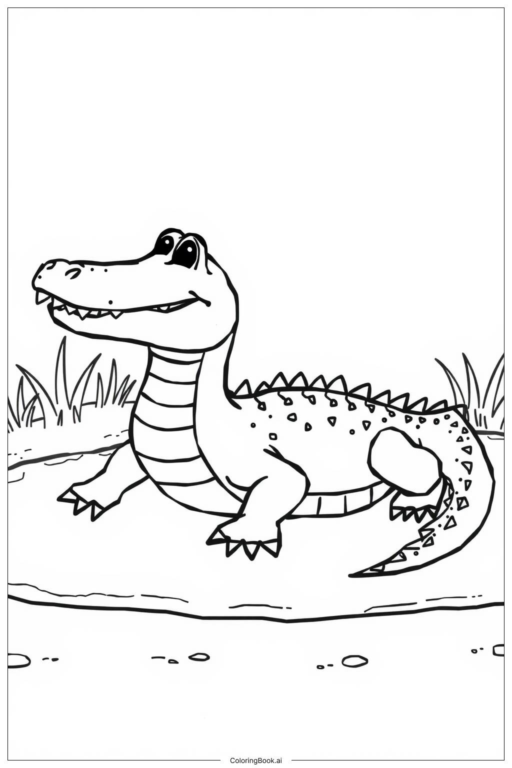  Página para colorir de Crocodilo deitado na margem 