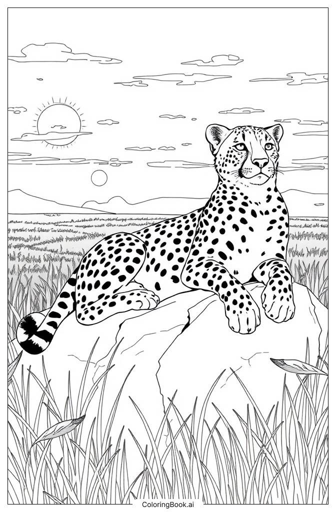  Page de coloriage Guépard au repos 