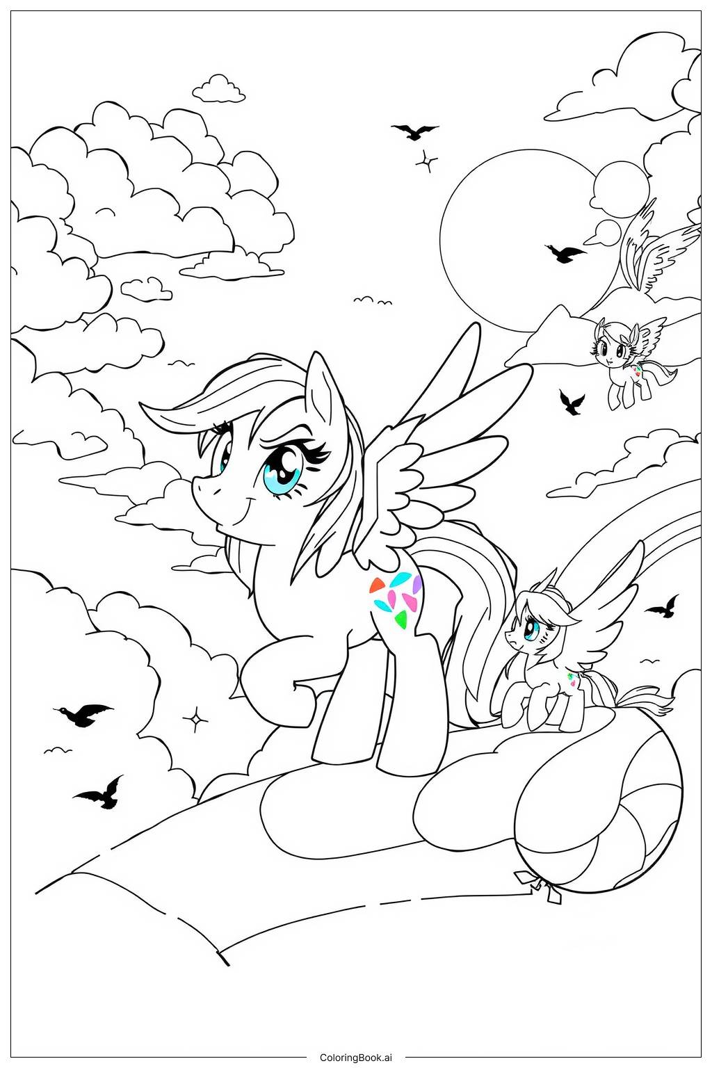  My Little Pony Flying Through the Clouds-2 Coloring Page 