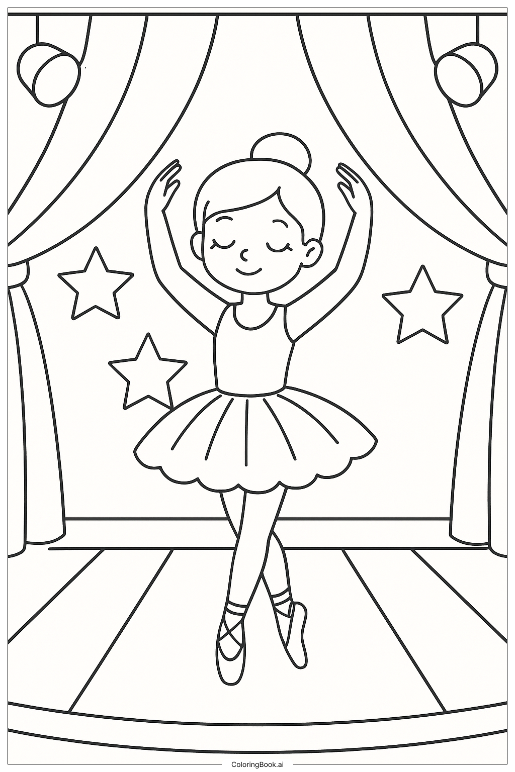  Página para colorear de Ballerina on a Grand Stage 