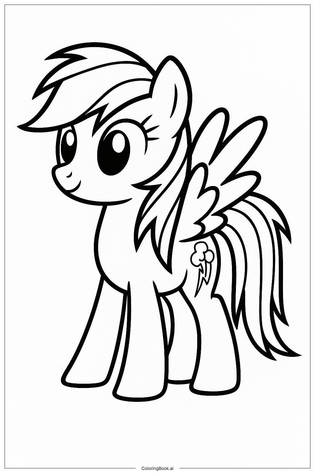  Página para colorear de Rainbow Dash lista para volar 