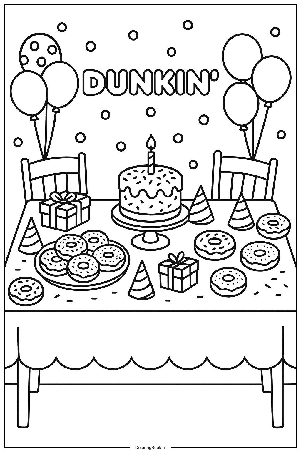  Dunkin Donuts Birthday Party Setup Coloring Page 