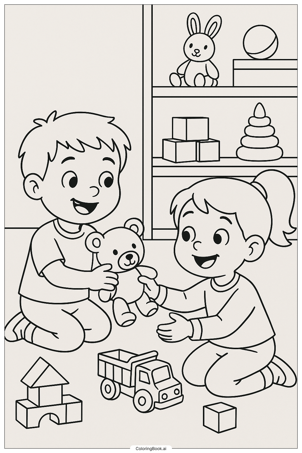  分享玩具 欢迎来到幼儿园填色页 