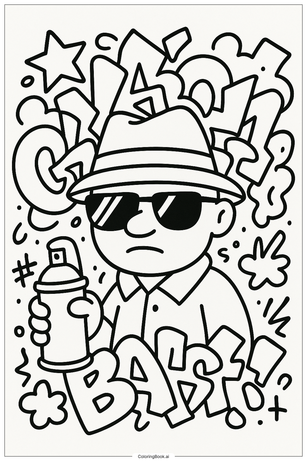  详细的黑帮涂鸦纹身设计填色页 