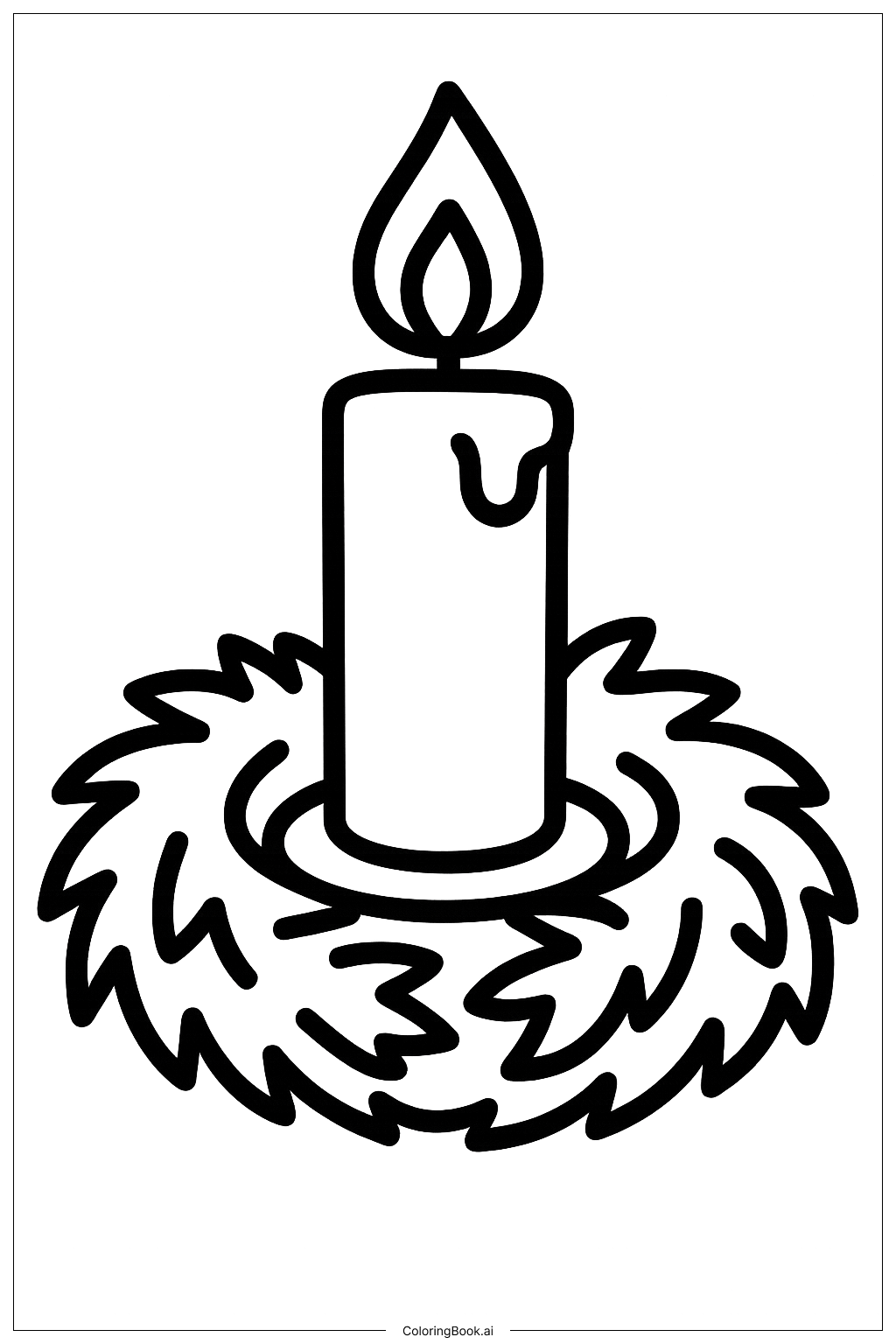  Single Candle Advent Wreath Lit Ausmalseite 