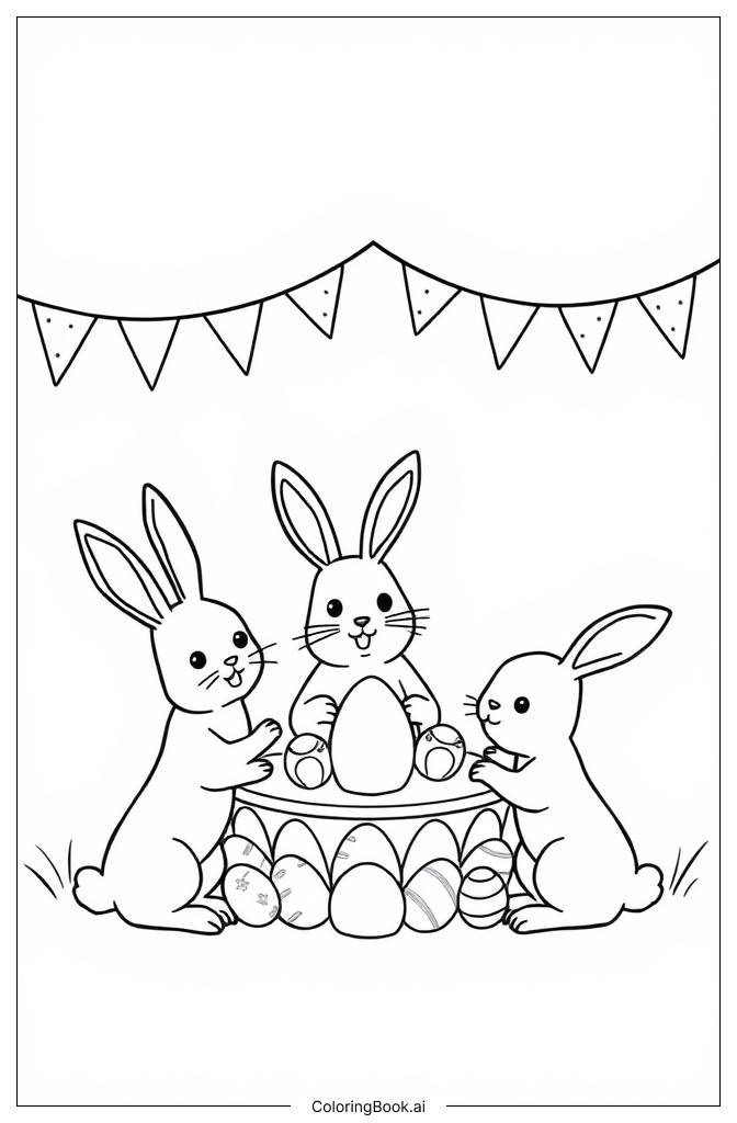  Página para colorear de Fiesta del Conejo de Pascua 