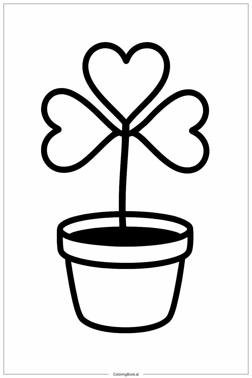  Página para colorir de Um Trevo Crescendo em um Pequeno Vaso 