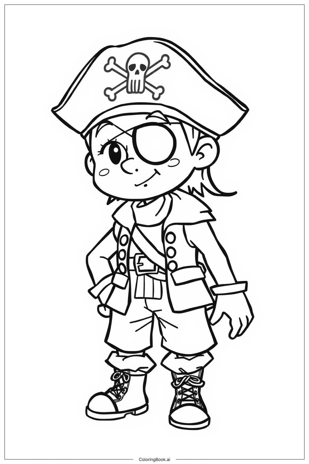  Pirate with Eye Patch and Hat Coloring Page 