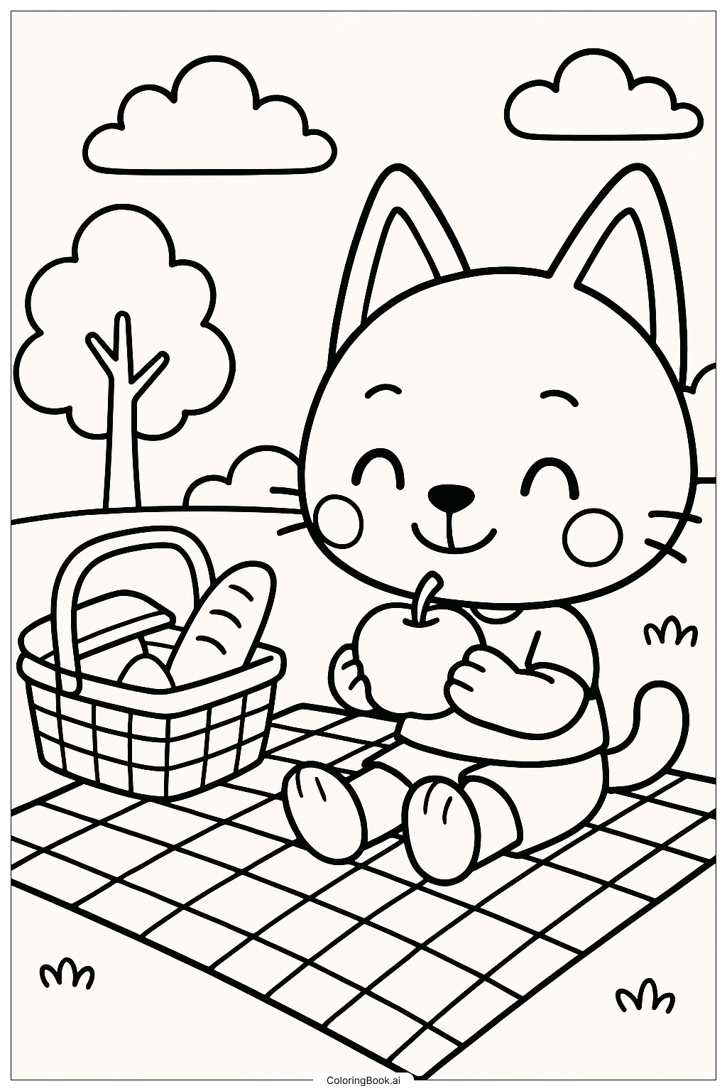  Ein Animal Crossing Dorfbewohner macht ein Picknick Ausmalseite 