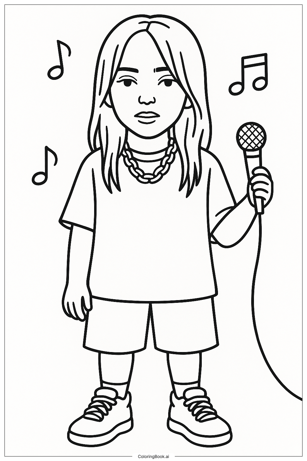 Billie Eilish 經典姿勢著色頁