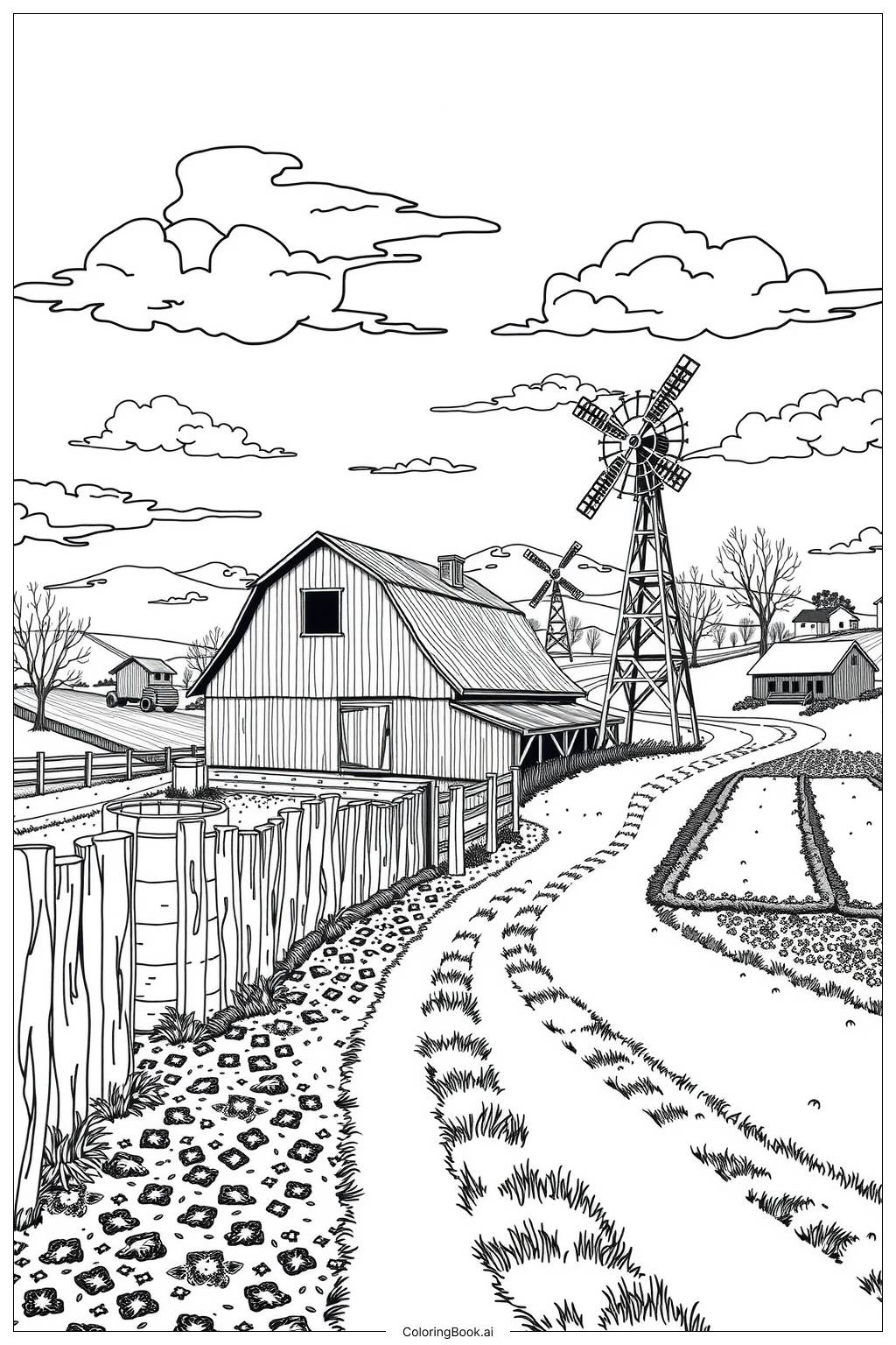  Farm Life During the Changing Seasons Coloring Page 