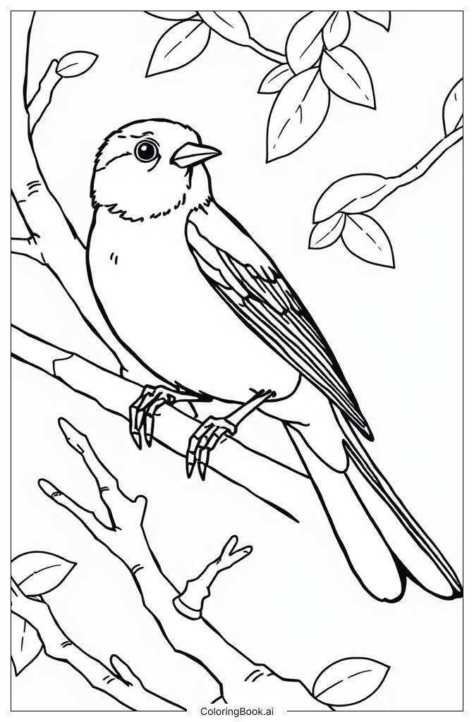  Realistic Bird Coloring Page 