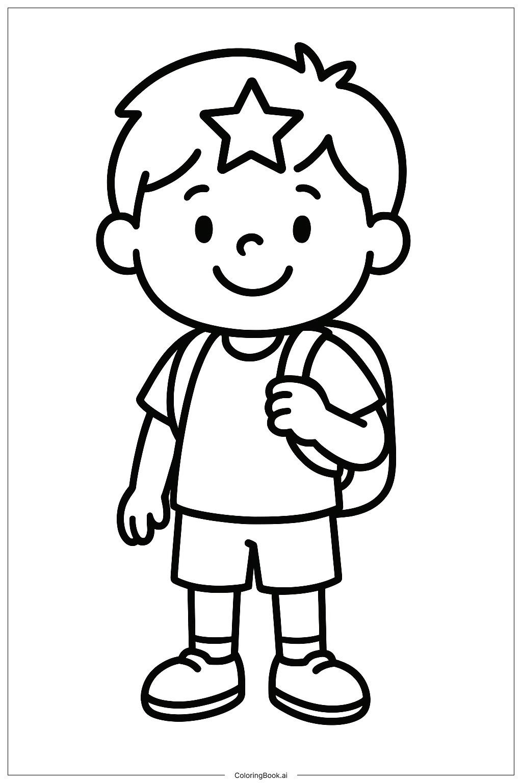  Page de coloriage Premier jour d'école : élève vedette 